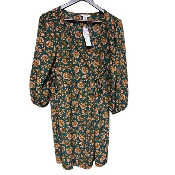 NEW! Topshop Willmor Floral Print Maternity Wrap Dress Green Women's Size 10 - Picture 2 of 11